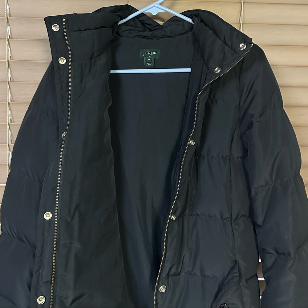 J. Crew Women’s Long Down Puffer Jacket Sz XS PreOwned No Belt - Picture 3 of 6